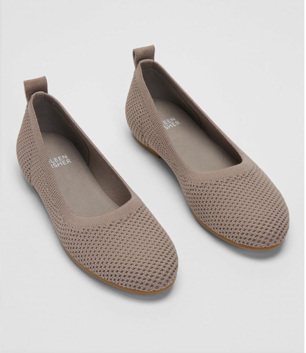 Eileen Fisher Naomi Recycled Stretch Knit Ballet Flats in Taupe size 7.5